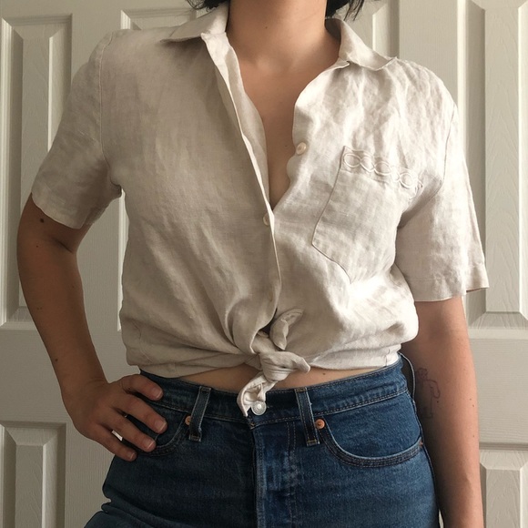 Short sleeve linen button up - Picture 1 of 5